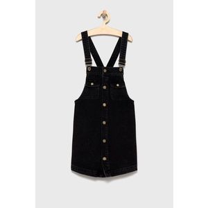 Dievčenské rifľové šaty Pepe Jeans Roma Pinafore čierna farba, mini, rovné vyobraziť