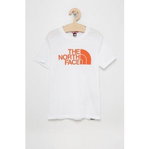 Detské bavlnené tričko The North Face biela farba, s potlačou vyobraziť