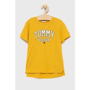 Detské bavlnené tričko Tommy Hilfiger žltá farba vyobraziť
