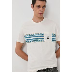 Bavlnené tričko Billabong krémová farba, s potlačou vyobraziť