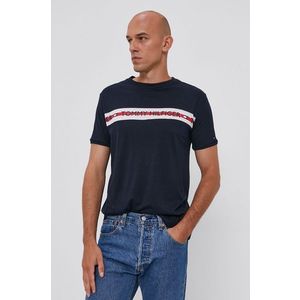 Tričko Tommy Hilfiger pánske, tmavomodrá farba, s potlačou vyobraziť