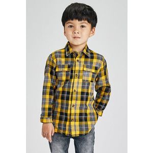 Detská bavlnená košeľa Mayoral žltá farba vyobraziť