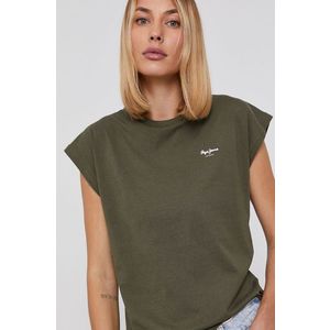 Bavlnené tričko Pepe Jeans Bloom zelená farba vyobraziť