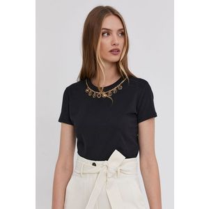 Bavlnené tričko Elisabetta Franchi čierna farba vyobraziť