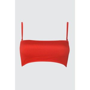Trendyol Red Textured Strapless Bikini Top vyobraziť
