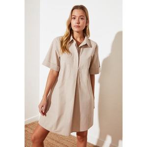 Trendyol Mink Wide Cut Pocket Detailed Shirt Dress vyobraziť
