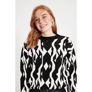 Trendyol Black Crew Neck Jacquard Knitwear Sweater vyobraziť