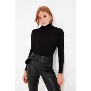 Trendyol Black Straight Collar Corduroy Knitwear Sweater vyobraziť