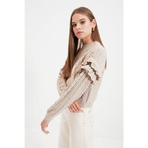 Trendyol Stone Ruffle Detailed Knitwear Sweater vyobraziť