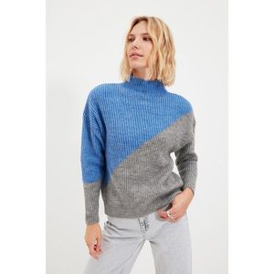 Trendyol Blue Color Block Knitwear Sweater vyobraziť