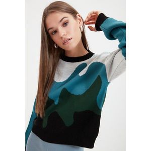 Trendyol Black Color Block Knitwear Sweater vyobraziť