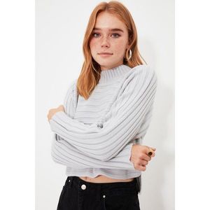 Trendyol Gray Stand Up Collar Knitwear Sweater vyobraziť