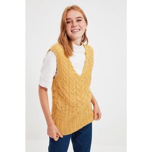Trendyol Open Camel Knit Detailed V Neck Knitwear Sweater vyobraziť