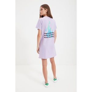 Trendyol Lilac Printed Knitted Dress vyobraziť