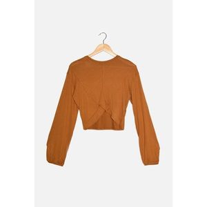 Trendyol Cinnamon Asymmetrical Detailed Knitted Blouse vyobraziť