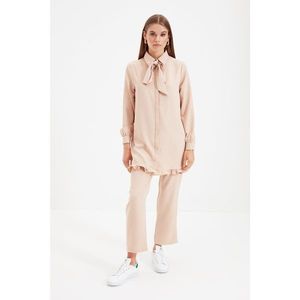 Trendyol Beige Foulard Collar Bottom-Top Set vyobraziť