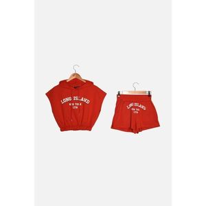 Trendyol Red Printed Knitted Bottom-Top Set vyobraziť