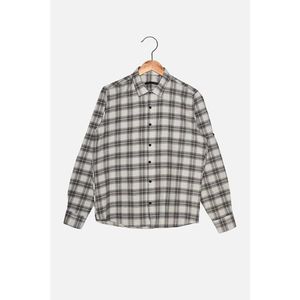 Trendyol Ecru Men's Slim Fit Shirt Collar Epaulette Long Sleeve Lumberjack Plaid Shirt vyobraziť