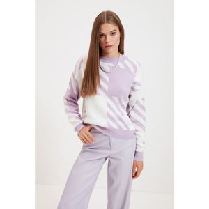 Trendyol Lilac Color Block Knitwear Sweater vyobraziť