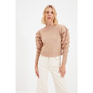 Trendyol Camel Frill Detailed Knitwear Sweater vyobraziť