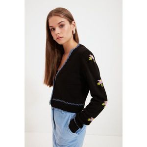 Trendyol Black Embroidery Detailed Knitwear Cardigan vyobraziť