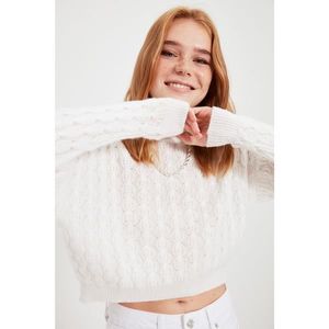 Trendyol Ecru Crop Knitwear Sweater vyobraziť