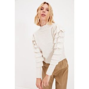 Trendyol Ecru Ruffle Detailed Knitwear Sweater vyobraziť
