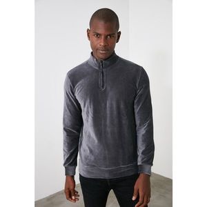 Trendyol Navy Men's Velvet Sweatshirt vyobraziť