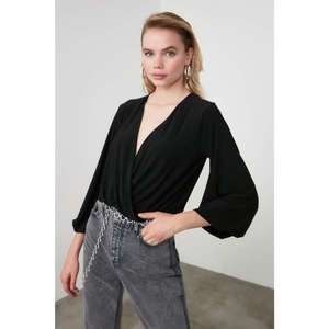 Trendyol Black Double Breasted Knitted Blouse vyobraziť