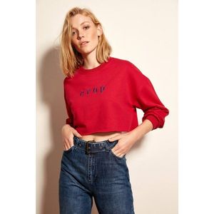 Trendyol Red Super Crop Knit Sweatshirt vyobraziť