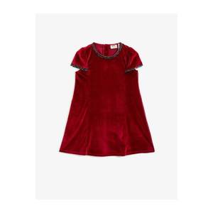 Koton Girl Red Velvet Short Sleeve Silvery Dress vyobraziť