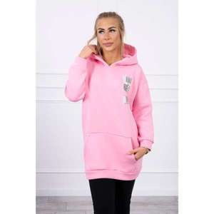 Hooded sweatshirt with patches light pink vyobraziť