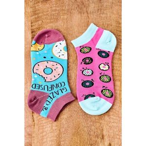 Mismatched Socks With Donuts Blue-Pink vyobraziť