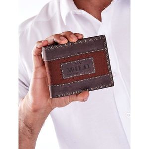 Men´s brown leather wallet with stitching vyobraziť