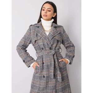 Gray checkered double-breasted coat vyobraziť