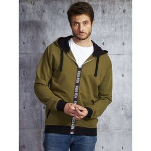 Khaki men's hoodie with a graphic zipper vyobraziť