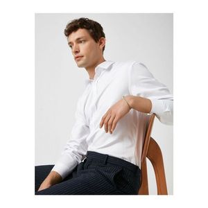 Koton Men's White Long Sleeve Basic Shirt vyobraziť