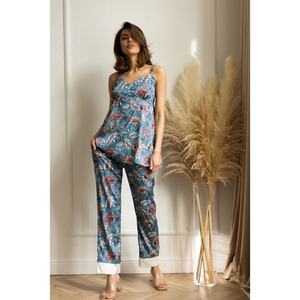 Layla Dreams Woman's Pyjamas Set Of No Sleeve Blouse& Long Pants L11 vyobraziť