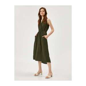 Koton Women's Green Sleeveless Pocket V-Neck Dress vyobraziť