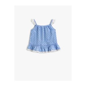Koton Baby Girl BLUE PATTERNED Patterned Blouse Lace Detailed Cotton vyobraziť