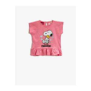 Koton Baby Girl Snoopy T-Shirt Cotton Short Sleeve Crew Neck Licensed Printed vyobraziť