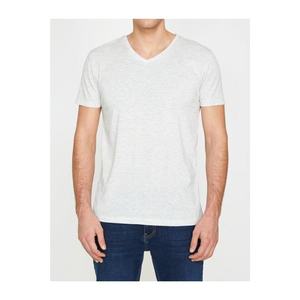 Koton Men's Gray Short Sleeve V-Neck T-Shirt vyobraziť