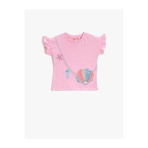 Koton Baby Girl PINK Ruffled T-Shirt Sequin Cotton vyobraziť
