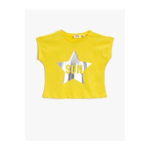 Koton Girl's Yellow Printed T-Shirt Crew Neck Short Sleeve Cotton vyobraziť