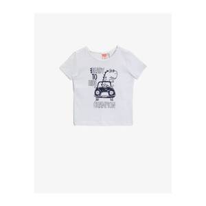 Koton Baby Boy White Short Sleeve Cotton Crew Neck T-Shirt vyobraziť
