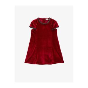 Koton Girl Red Velvet Short Sleeve Glittery Dress vyobraziť