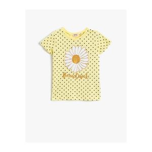 Koton Girl YELLOW PATTERNED Polka Dot T-Shirt Glittery Printed Cotton vyobraziť
