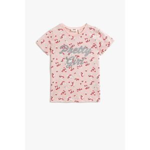 Koton Girl Pink Printed T-Shirt Crew Neck Cotton vyobraziť