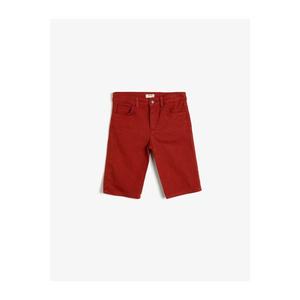 Koton Boy Red Basic Cotton Buttoned Normal Waist 5 Pocket Sort vyobraziť