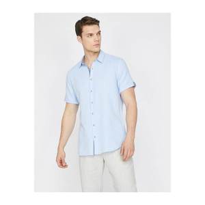 Koton Men's Blue Classic Collar Shirt vyobraziť